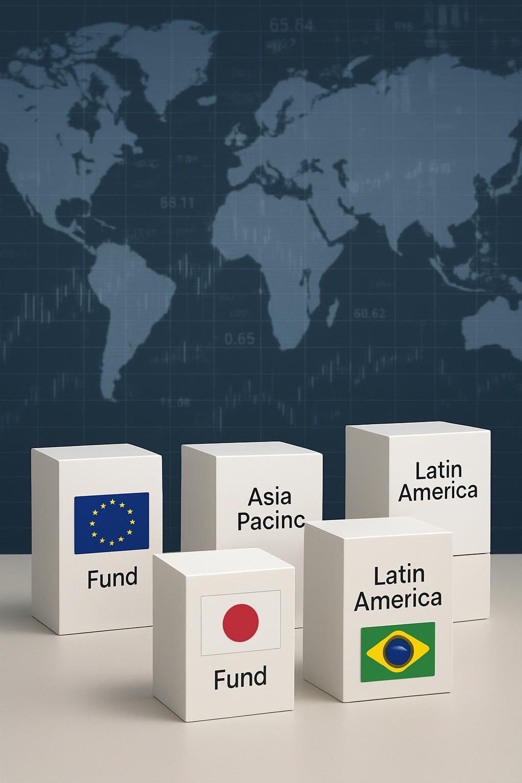 International trading blocks and a world map.